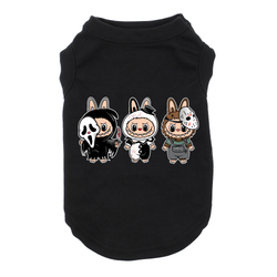 Horror Labubu Dog Black Tshirt Cat T-shrit