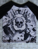 Raglan Boys Raven Skull Long Sleeve Tshirt-Spooky Baby