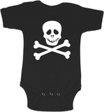 Black Crew Neck Skull and Bones Tshirt-Spooky Baby