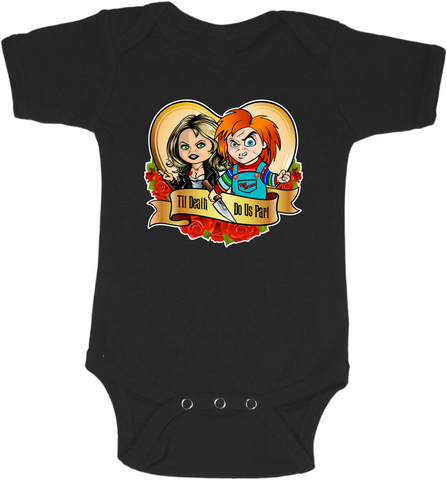 Till Death Chucky and Tiffany Graphic Onesie or Tee – Spooky Baby